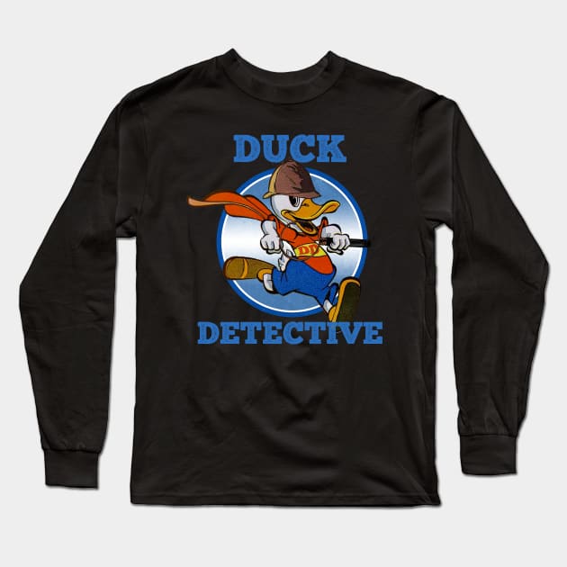 Duck Detective Vintage Retro Cartoon Comic Vibe Long Sleeve T-Shirt by Joaddo